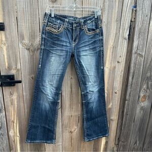 Cowgirl Tuff Dark Denim Jeans with Silver Accents Size 28x31